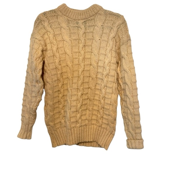 Les-knit ltd. Icelandic wool crewneck cable knit fisherman sweater M vintage - Picture 7 of 10